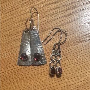 SOLDElegant Sterling Silver and Garnet Earrings